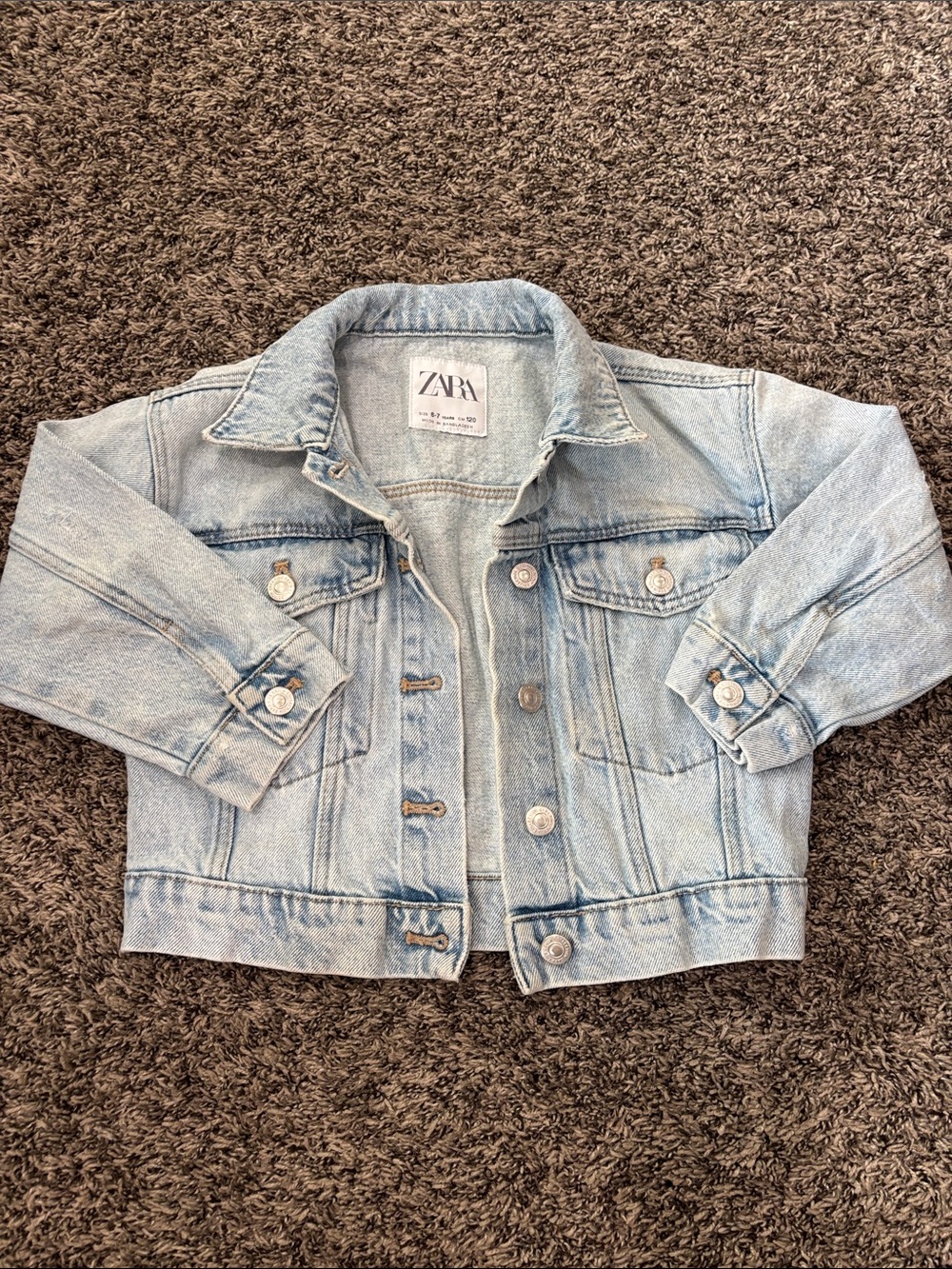 Zara Kids Light Wash Denim Jacket | Girls Boys Jean Jacket Size 6/7